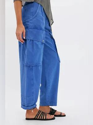 NWT Free People We The Free Brentwood Slouchy Cargo Pants- ebb and flow blue - 0 thumbnail 7