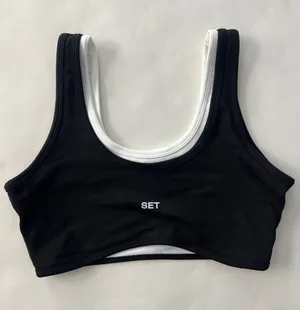 SET ACTIVE Formcloud Contrast Sports Bra Black White Medium thumbnail 1