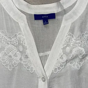Apt 9 | White Lace Accented Button Front Blouse | Large thumbnail 4