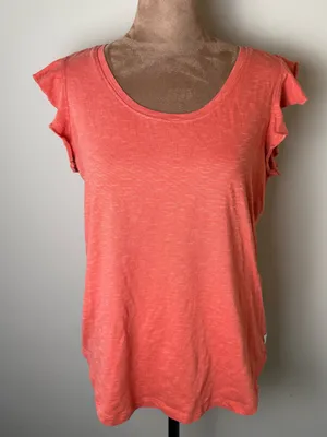 Toad & Co Rufflita II Tee Shirt Top Womens Medium Orange Organic Cotton Gorpcore thumbnail 1