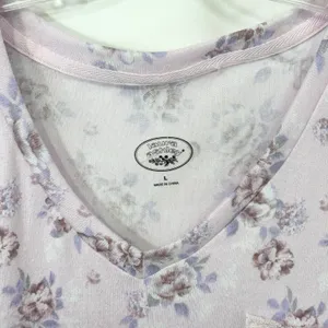 Laura Ashley Large Pajama Set Pink Floral Lettuce Hem Soft Girl Cottagecore 559 thumbnail 4