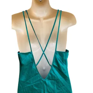 Vtg California Dynasty Emerald Green Satin Maxi Slip Dress Size S Chinese Knot thumbnail 9