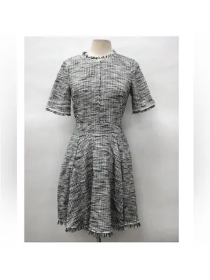 REBECCA TAYLOR Tweed Boucle Fringe‎ tailored dress sz 2 thumbnail 3