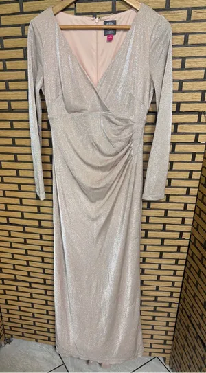 Vince Camuto gold shimmer gown size 8 thumbnail 1