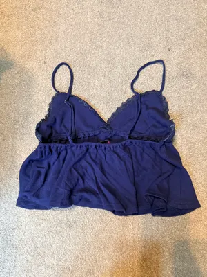 Edikted Navy Blue Dream Babydoll Waffle Crop Tank Top Size S thumbnail 3
