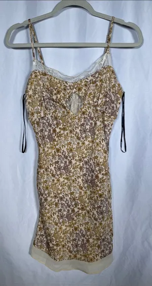 Forever 21 Womens Yellow Floral Slip Lace Mini Dress Small thumbnail 1