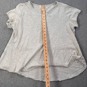 Umgee Short Sleeve Cut Off Tee Shirt Women's Large Linen Blend High Low Top thumbnail 7