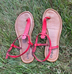 Red Sandals Brown Size 6 thumbnail 1