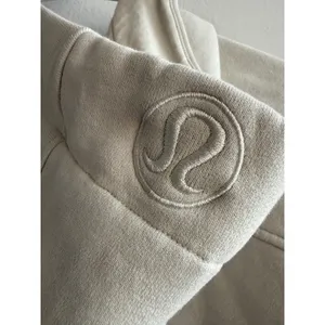 Lululemon Womens Scuba Full-Zip Cropped Hoodie Cream White Size 10 Thumbhole thumbnail 5