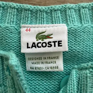 Lacoste‎ Knit Button Up Pullover Women's Sweater Turquoise 44 Large Blue Preppy thumbnail 3
