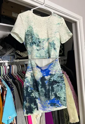 Bec + Bridge blue watercolor cut out short sleeve mini dress 4 thumbnail 2