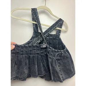 NWT Free People Marina Denim Top in Washed Black Sz. XS thumbnail 7