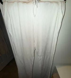 White Ribbed Lounge Pants Size L thumbnail 1