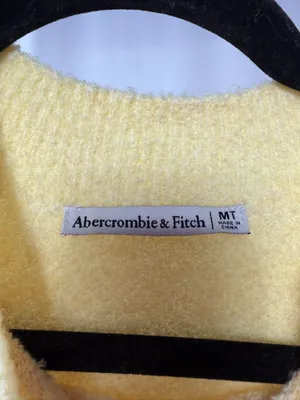 Abercrombie & Fitch Boucle Sweater Mini Dress in Butter Yellow Size Medium Tall‎ thumbnail 3