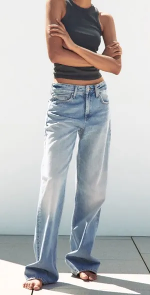 ZARA Mid-Rise Wide-Leg Jeans thumbnail 1