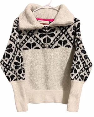 Pilcro Maia Cropped Quarter-Zip‎ Pullover Sweater Women's Size Small thumbnail 1