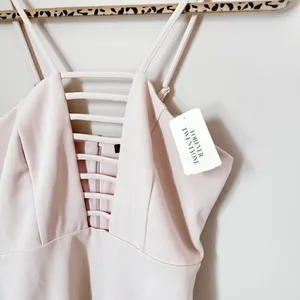 NWT Forever 21 nude caged neck strappy bodycon mini dress thumbnail 2