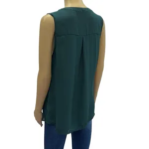 Maurices Sleeveless Quarter Button Front V Neck Tunic Blouse Top Womens Medium thumbnail 2