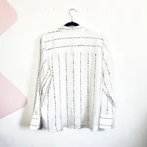 Career Blouse Womens‎ Large Button Shirt White Striped Work Office thumbnail 2