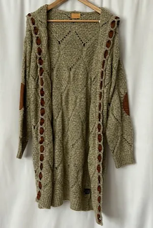 POL Comfy Gray Hooded Long Knit Sweater Jacket Coat **Size S** 🌸🌸 thumbnail 1