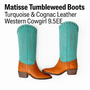 Matisse Tumbleweed Western Cowgirl Boots Cognac Turquoise Leather 9.5EE NWOT thumbnail 4