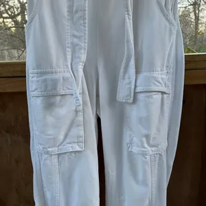 Free People Go West Utility Jumpsuit In White Denim Size M thumbnail 7