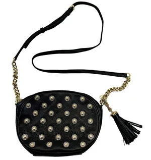 Michael Kors Ginny Black Studded Messenger Bag Crossbody Shoulder AQ-1608 H16 thumbnail 1