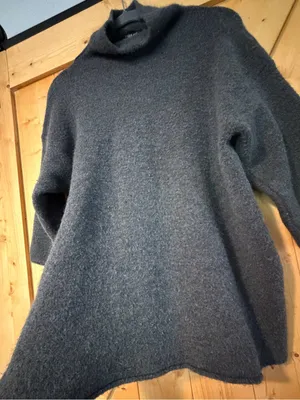 Zara Knit Italian Yarn Charcoal Gray Short Sleeve Funnel Neck Sweater Size M thumbnail 7