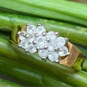 Vintage 18KGE Gold Electroplated CZ Cocktail Ring Size 8 thumbnail 1