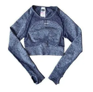 Flex Long Sleeve Active Blue crop Top thumbnail 1