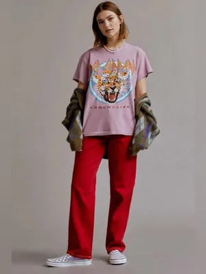 NWT Letluv Def Leopard Adrenalize Tour Tee 🐆 ~ Size XXS Oversized Anthropologie thumbnail 3