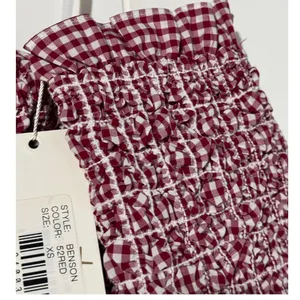 Petersyn Mini Benson Dress XS Smocked Off Shoulder Gingham Cotton NWT thumbnail 13