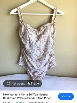 Kona Sol Beige and Light Brown Snakeskin Patterned Swim One Piece | Large 12-14 thumbnail 13