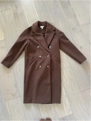 Topshop Brown Pea Coat Double Breasted Size 2 thumbnail 2