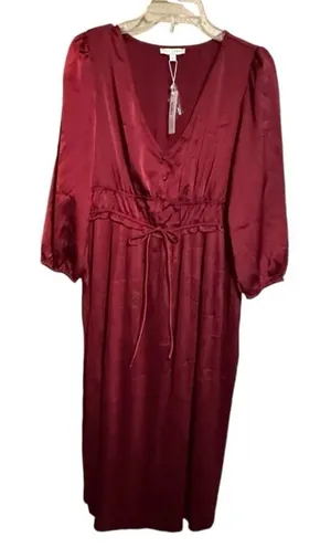 Baltic Born Gabriella Merlot Satin Midi Dress nwt‎ thumbnail 1