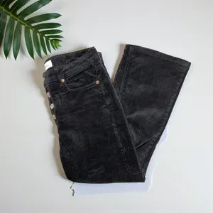 Zara Woman High-Rise Corduroy Button-Fly Cropped Kick Flare Pants thumbnail 7
