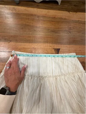 SHEIN Boho Tiered Maxi Skirt Large Tan Cream Striped Cottagecore Coastal Ruffle thumbnail 10