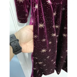 Celestial Purple Velvet Dress Small Gold Stars Whimsygoth Handmade Witchy thumbnail 4