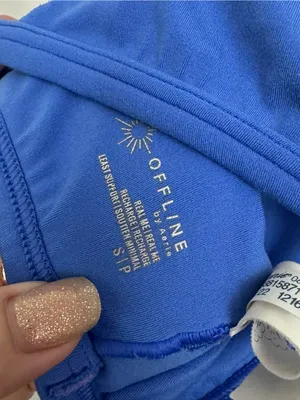 American Eagle OFFLINE By Aerie Real Me Keyhole Sports Bra Blue Small thumbnail 7