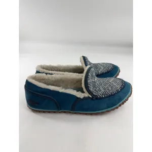 Sorel Tremblant Moc Blue Suede Knit Faux Fur Slippers Womens 11 NL2121-462 thumbnail 4