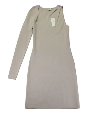 Abercrombie‎ & Fitch Metallic One Shoulder Mini Dress Champagne Gold Large Tall thumbnail 1