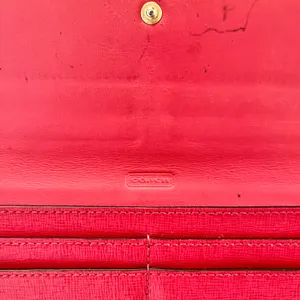 Coach Scarlet Pink Saffiano Leather Slim Soft Wallet #F49350 thumbnail 4