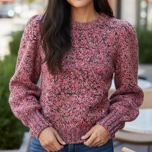 525 America Women's Multicolor Balloon Sleeve Crew Neck Pullover Sweater Large thumbnail 1