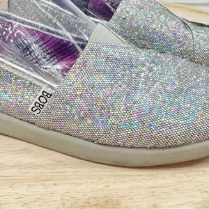 Bobs by Skechers Disco‎ Ball Shimmer Slip On Flats Shoes Silver 7 thumbnail 7