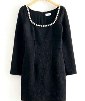 Pearl Embellished Neckline Mini Dress thumbnail 3