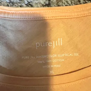 Pure Jill‎ Watercolor Elliptical Tee Peach Tie Dye Long Sleeve Cotton XL thumbnail 2