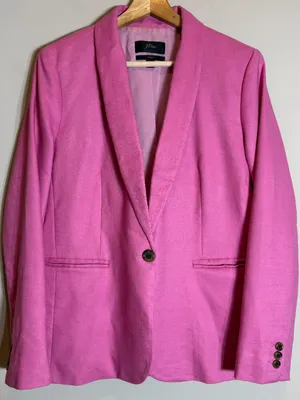 J. Crew Parke Blazer in Stretch Linen Women's 8 Vivid Fuchsia Career Preppy Chic thumbnail 5