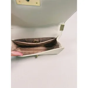 Tweed Boy Chain Shoulder Bag Purse Cream Pink Gold Preppy Old Money Coquette thumbnail 7