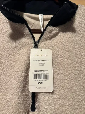 Fabletics Dream Polar Fleece Pullover Womens 3X Cream‎ Black Quarter Zip Sherpa thumbnail 4