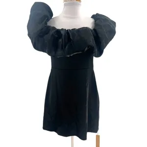 REFORMATION Alber Black Satin Organza Off‎ Shoulder Mini Dress US M NWT thumbnail 6